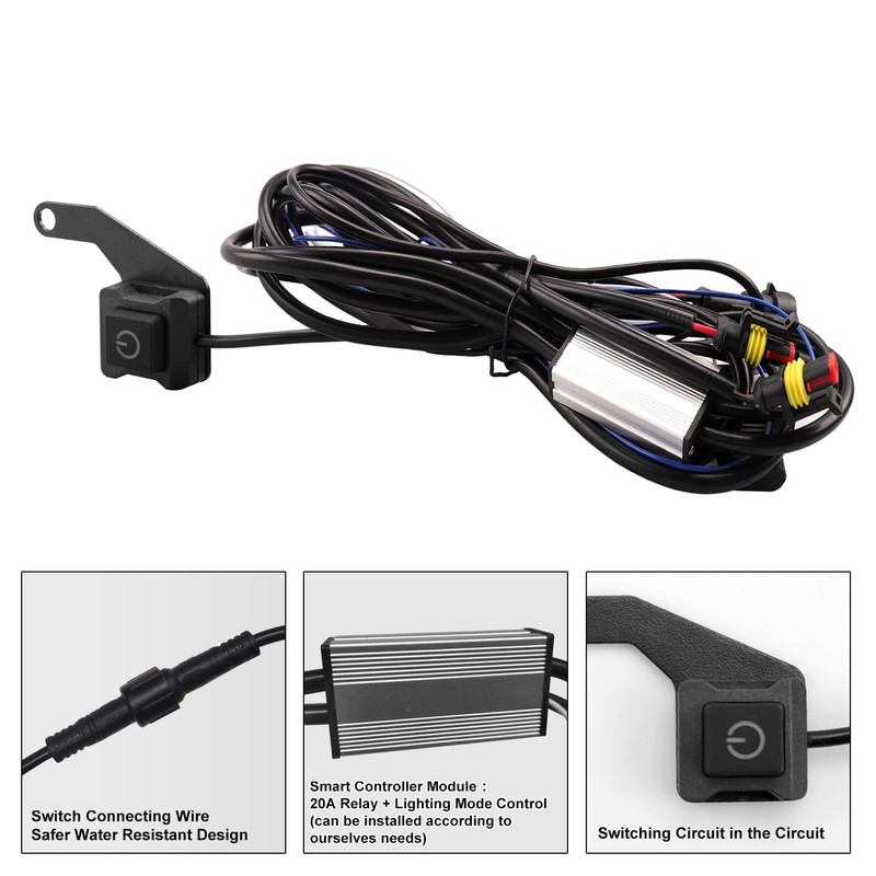 Asasytal Motorcycle LED Bar Wiring Harness, 12V Control 2 Lamp,