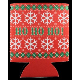 Coolie Junction Ho Ho Ho Pattern Neoprene Collapsible Can Coolie, Ugly Sweater Christmas Party