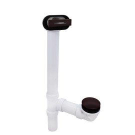 Westbrass D493244LD-12 14" Bath Waste Assembly with Tip-Toe Drain Plug and Linear Overflow Faceplate - Sch. 40 PVC, Oil Rubbed Bronze