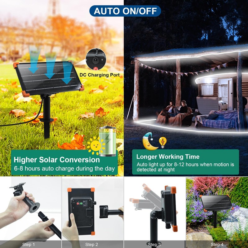 50Ft Solar LED Strip Lights Outdoor, 540 LED Long Strip