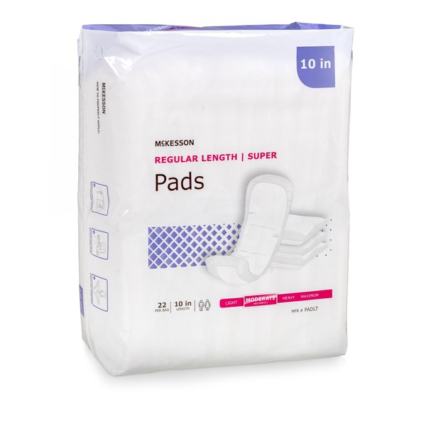McKesson Super Pads for Women, Incontinence, Moderate Absorbency, 8 1/2 in, 22 Count, 6 Packs, 132 Total