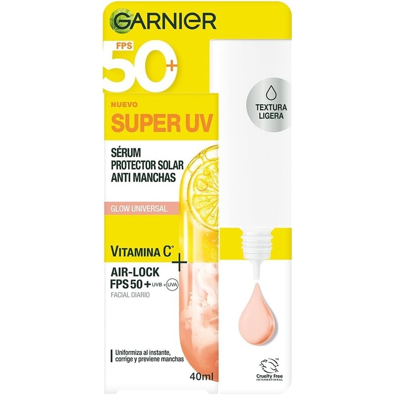 Garnier Super UV Protector Solar Facial Fluido Antimanchas Glow FPS50+