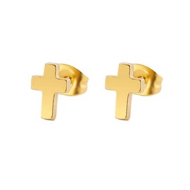 ONLYJUMP 925 Sterling Silver Cross Stud Earrings For Women Fashion Earrings Cross Earrings Small 14k Gold Plated Cross Earrings Studs Jewelry Gifts (Gold)