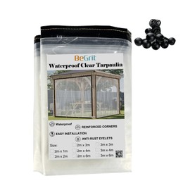 BeGrit Clear Tarps Waterproof Transparent Tarpaulin with Grommets, Dustproof Rainproof Windproof for Greenhouse Garden Patio,with 8 PCS Ball Bungee Cords, 6.6 x 6.6ft