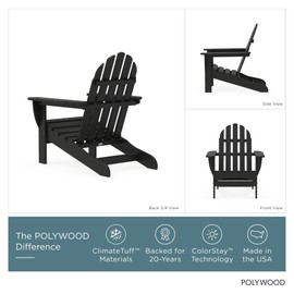 POLYWOOD AD4030BL Classic Outdoor Adirondack Chair, Black