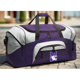 Large Northwestern University Duffle Bag or NU Wildcats Suitcase Luggage or Gym Gear Bag (Purple)