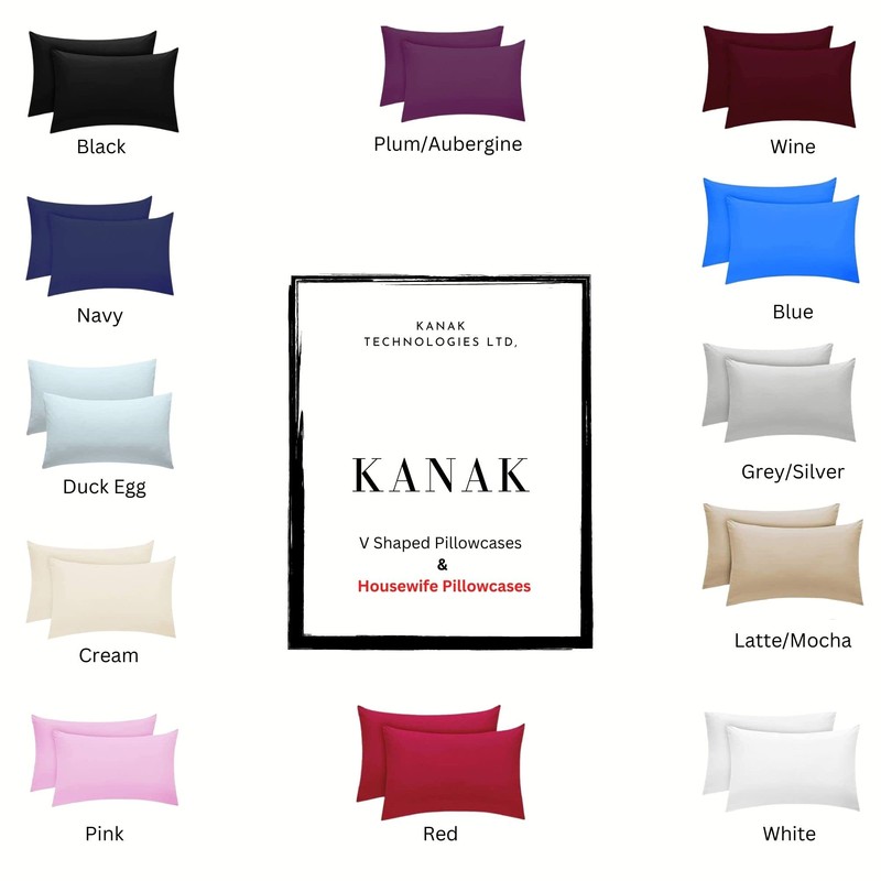 Kanak Pillowcase 2 pack Polycotton Pillow case cover 50x75cm -