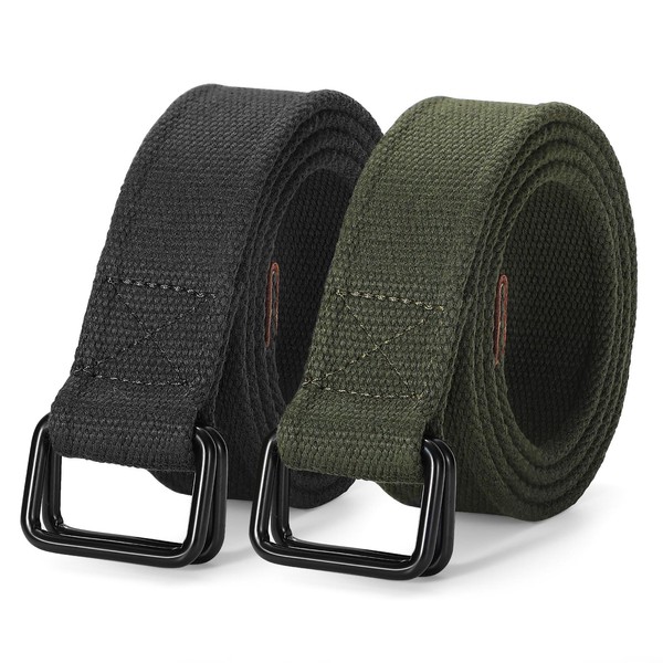 JASGOOD Men Canvas Fabric Belts Casual Web Cloth Belts with