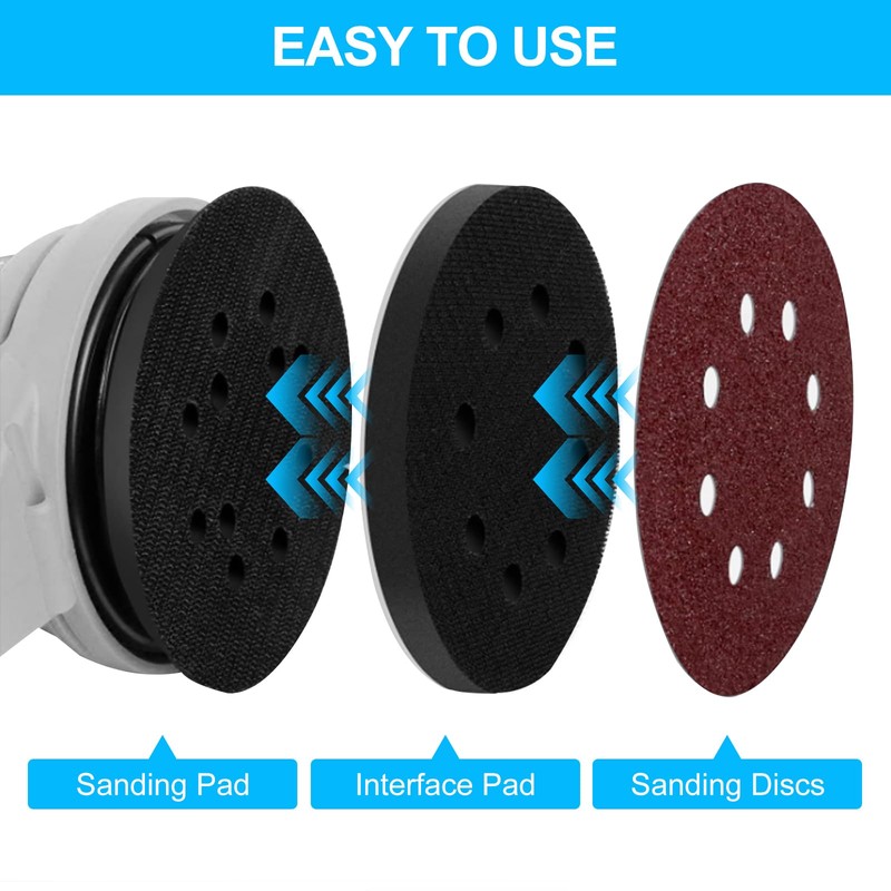 5 Packs 5 Inch Foam Sanding Pads, Flexibility & Durability,