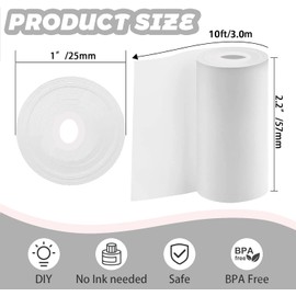 5 Rolls Mini Thermal Printer Sticker Paper, Mini Printer Sticker Paper 57 X 25mm, Mini Pocket Printer Sticker Paper for Most Kids Instant Camera, Kids Instant Camera Refill Mini Printer Paper