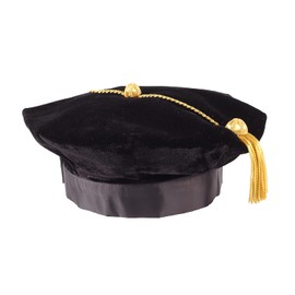 UIALECG Doctoral Graduación Tam PhD terciopelo negro con borla de lingotes dorados, gorra de doctorado de 8 lados, Negro, Talla única