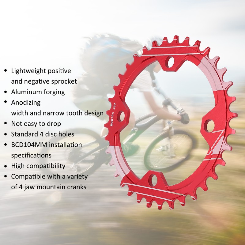 Lebycle 36T Mountain Bike Chain Wheel Wearproof 104BCD Positive and
