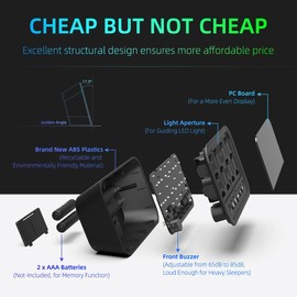 Azyh Digital Alarm Clock with Large LED Display for Bedroom, Loud Alarm Clock for Heavy Sleepers, Plug-In Electric Table Clock with Adjustable Volume, Brightness, Snooze, 12/24HR