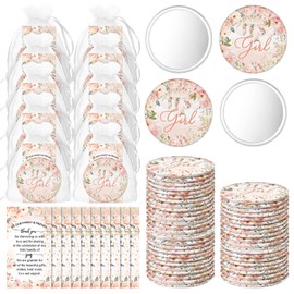 Yuntau 36 Sets Baby Shower Favors for Adults 2.76'' Compact Mirrors Bulk with Thank You Cards Organza Bags Pocket Makeup Mirrors for Guests Return Gift Bridal Wedding Gender Reveal Party(It's a Girl)