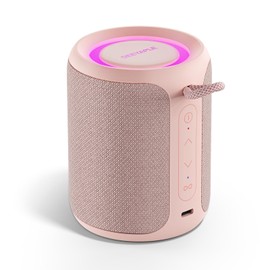 Deeyaple Bluetooth Lautsprecher Klein Tragbarer Musikbox 5.3 IPX7 Wasserdicht Kabellose Stereo Pairing Freisprech RGB Licht für Outdoor Camping Garten Party Reise 50% Lautstärke12H Wiedergabe Rosa