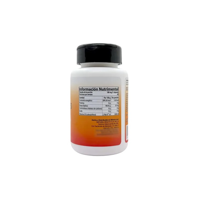 All Nature Vitamina D3 5000 Ui 60 Capsulas Sabor Sin