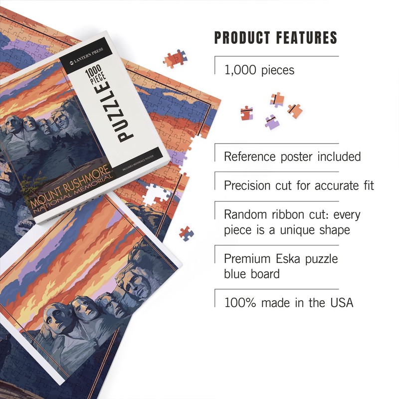 Lantern Press 1000 Piece Jigsaw Puzzle, Mount Rushmore National Memorial,