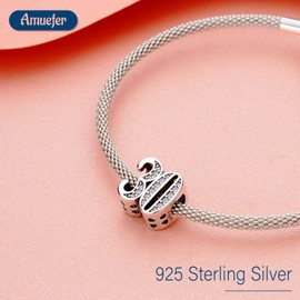 Amuefer Charms for Bracelets Number 30 Brithday Anniversary Bead 925 Sterling Silver Charms Gift for Women Bracelet Necklaces
