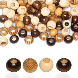 30 Pcs Color Large Wooden Spacer Beads Wooden Macrame Beads Quality Hole Wood Beads with 10mm Large Hole Round Loose Beads for Making Hair DIY Craft Decor,Beading and Jewelry Making Supplies