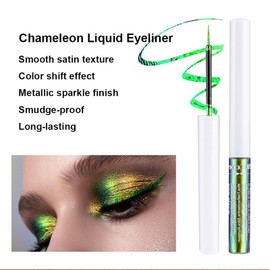 Lilbitty Multichrome Eyeliner Flüssiger Liner, Glitzer Eyeliner Wasserfest, Metallisch Intensiv Farbwechsel Bunter Eyeliner, Lang anhaltend, Ultra-feine Spitze Wischfest