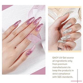 GAOY Juego de 6 esmaltes de uñas de gel con purpurina rubí, incluye esmalte de uñas de gel brillante, rojo, negro, rosa, kit de esmalte de gel UV LED,