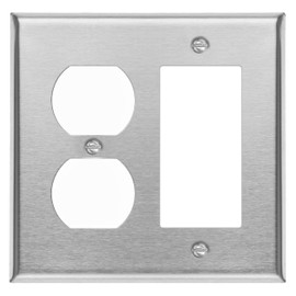 Standard Size Stainless Steel Outlet Covers, Duplex Receptacle and Rocker Switch Wall Plate, 4.5" x 4.56" Decorative Wall Plate, 430 Grade Stainless Steel, Corrosive Resistant, Screws Included