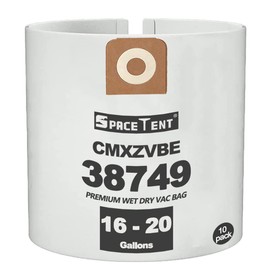SpaceTent 10 Pack CMXZVBE38749 Shop Vac Bags for Craftsman 16 and 20 Gallon Wet/Dry Vacs, part # CMXZVBE38749 38749, General Purpose Vacuum Filter Bags