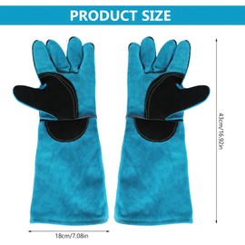Kinberry Leather Work Gloves with Forearm Protection, Garden Ring Gloves for Men and Women, Rose Gloves, Bite-Resistant Gloves, Long Cowhide Work Gloves for Garden and Household Tasks