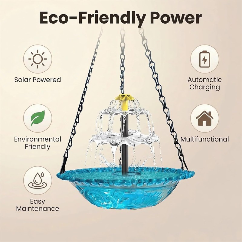 Solar Cascade Hanging Bird Bath Fountain,Solar Hanging Bird Bath Fountain,Solar