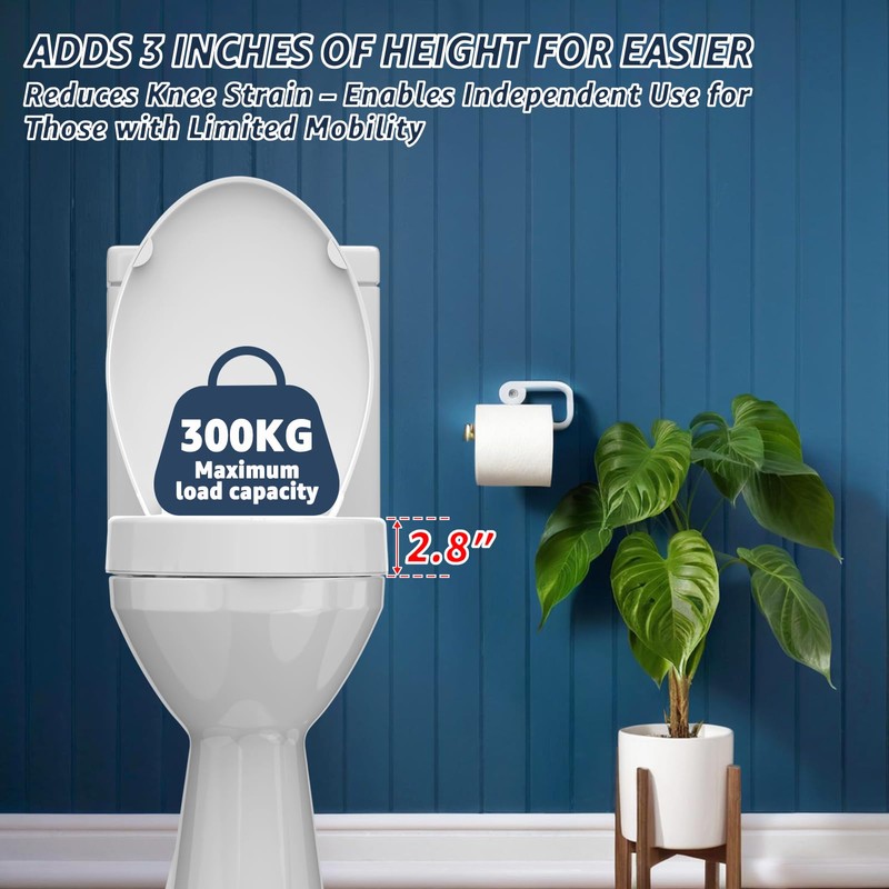 Huttdmel Raised Elongated Toilet Seat 18.5'' for Seniors – Soft