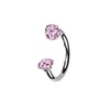 18G Titanium Horseshoe Nose Hoop Internally Threaded Gems Nose Ring:_Pink_18G