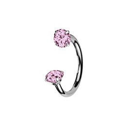 18G Titanium Horseshoe Nose Hoop Internally Threaded Gems Nose Ring:_Pink_18G (1mm)