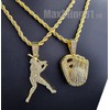 MAXBLING81 Iced Lab Diamond Gold Plated Baseball Hitter & Glove
