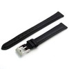 Ladies Soft Genuine Leather Watch Strap Band 10mm, Black, Chrome