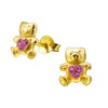 Teddy Bear Earrings with Crystal Stones 925 Sterling Silver Gold