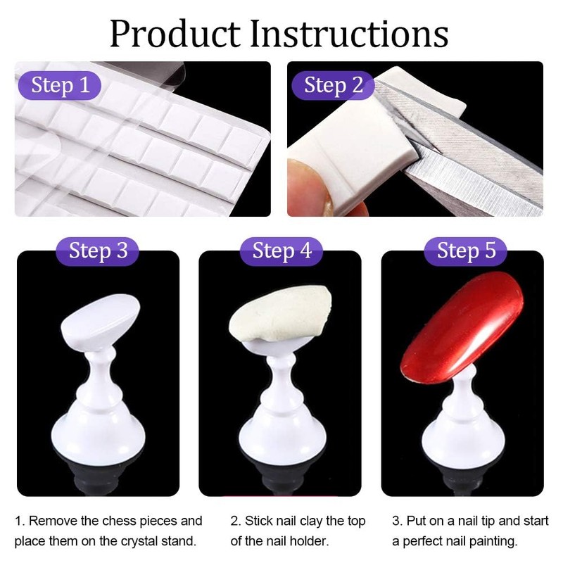 2 Sets Acrylic Nail Art Holder Practice Display Stand with