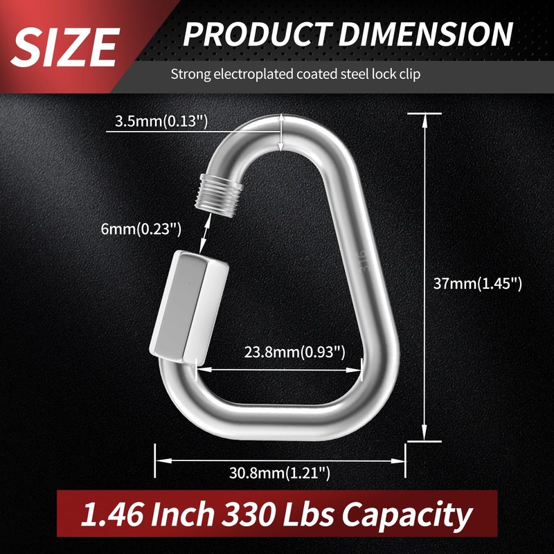 1.42 Inch Delta Quick Links 1/8 Inch 316 Stainless Steel
