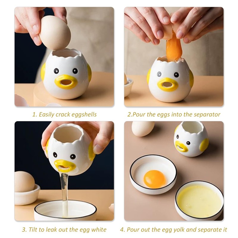 1 Yellow Chick Ceramic Egg Separator, Kitchen Baking Tool, Egg