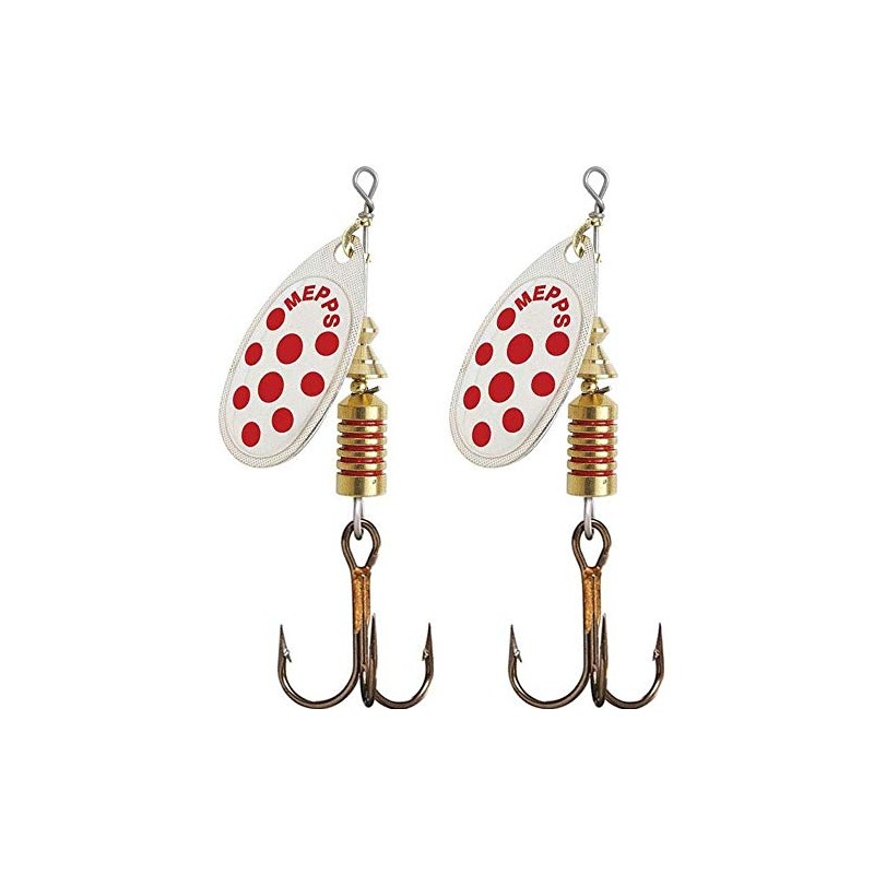 Mepps 2 X cuillers Aglia Décorées Argent Points Rojo Talla
