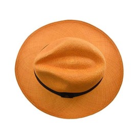 Original Panama Hat - Classic Fedora - Many Colors - Toquilla Straw - Handmade in Ecuador by Ecua-Andino (Small, Orange)