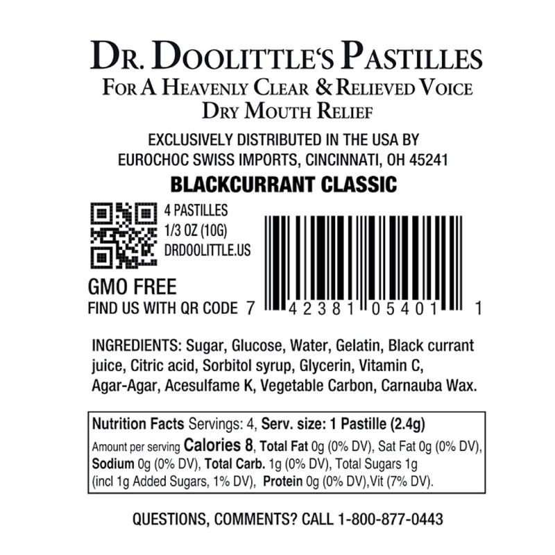 DOOLITTLE Dr Classic Soft Fruit Pastilles for Voice and Throat,