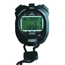 General Tools SW888L Multi-Function Black Stopwatch, 3 Line