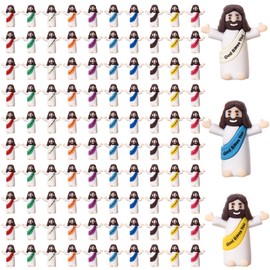 ARCHCRTC 100 Pcs Mini God Bless You Jesus Figures Tiny Jesus Figurine Little Religious Christ Savior Doll to Hide and Seek for Sunday Easter Egg Stuffers Gift (100, Multicolor)