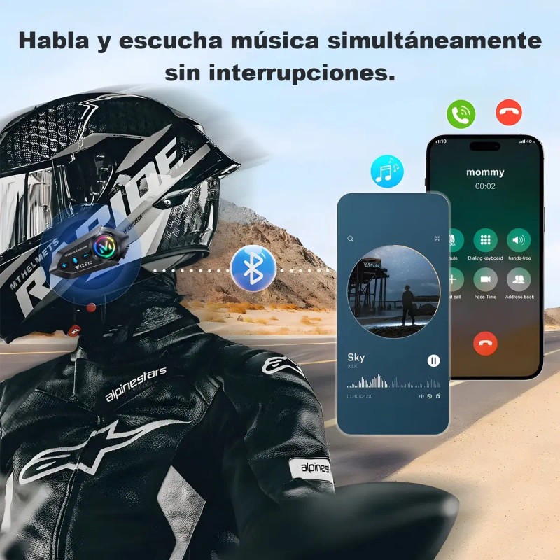 2 Pcs Y12pro Intercomunicador Bluetooth Para Cascos De Moto