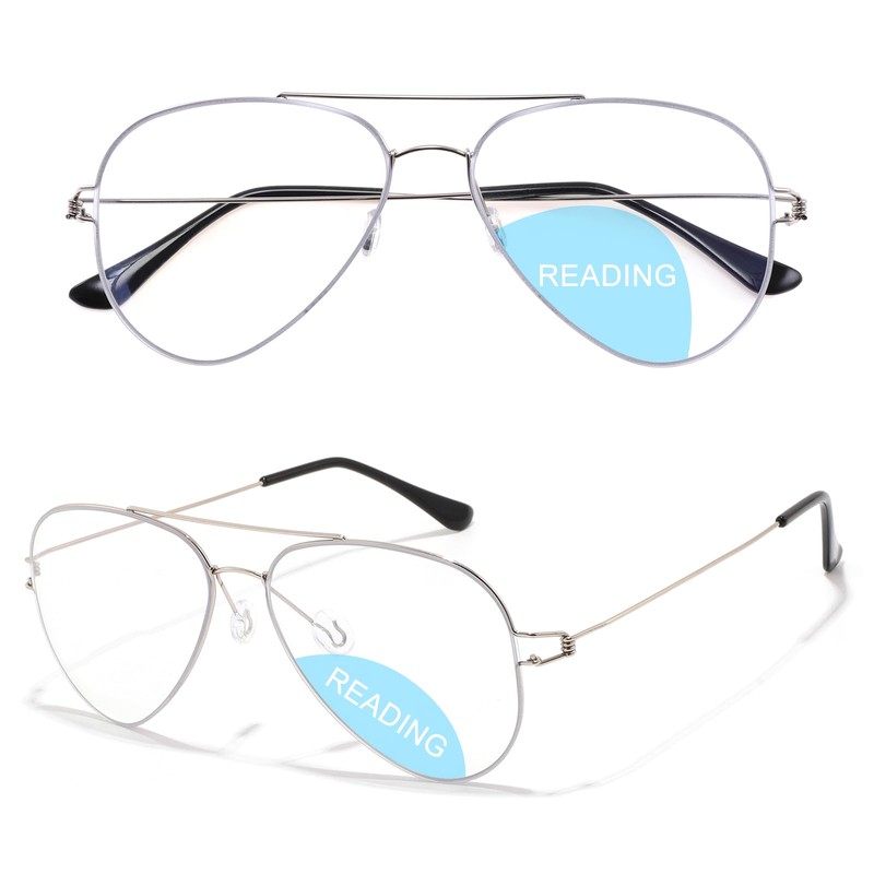 +3.5 Oversized Bifocal Reading Glasses for Women Men - Aviator