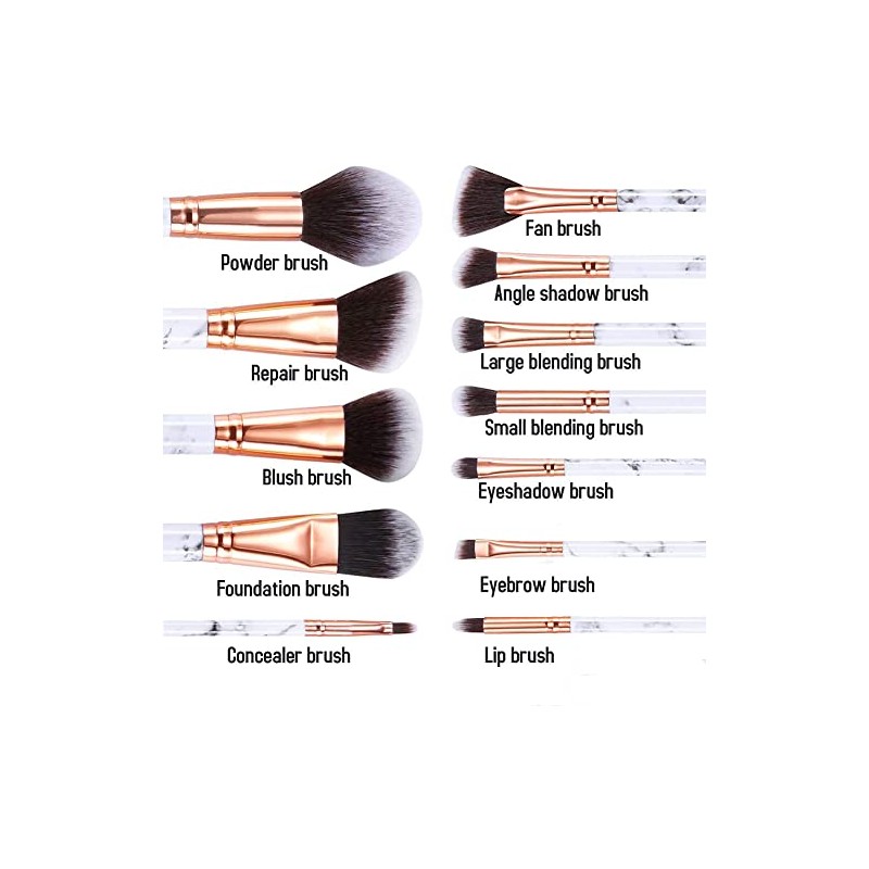 Makeup Brushes Set of 12 Marble Make Up Brushes with