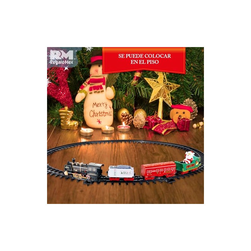 Tren Eléctrico para Árbol de Navidad, Luces y Sonidos, Decoración