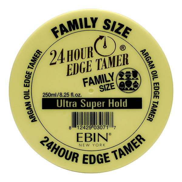 EBIN NEW YORK 24 Hour Edge Tamer, Ultra Super Hold, 8.25 Oz - No Flaking, No White Residue, Shine and Smooth texture with Argan Oil and Castor Oil