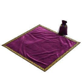 BLESSUME Wicca Square Altar Tarot Table Cloth for Reading with Card Pouch 24.4 * 24.4 inch (Purple 2)