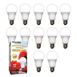Miracle LED Absolute Daylight 9W Full Spectrum Plant Growing Light Bulb for Seeding and Flowering, Replacing 100W (12-Pack)